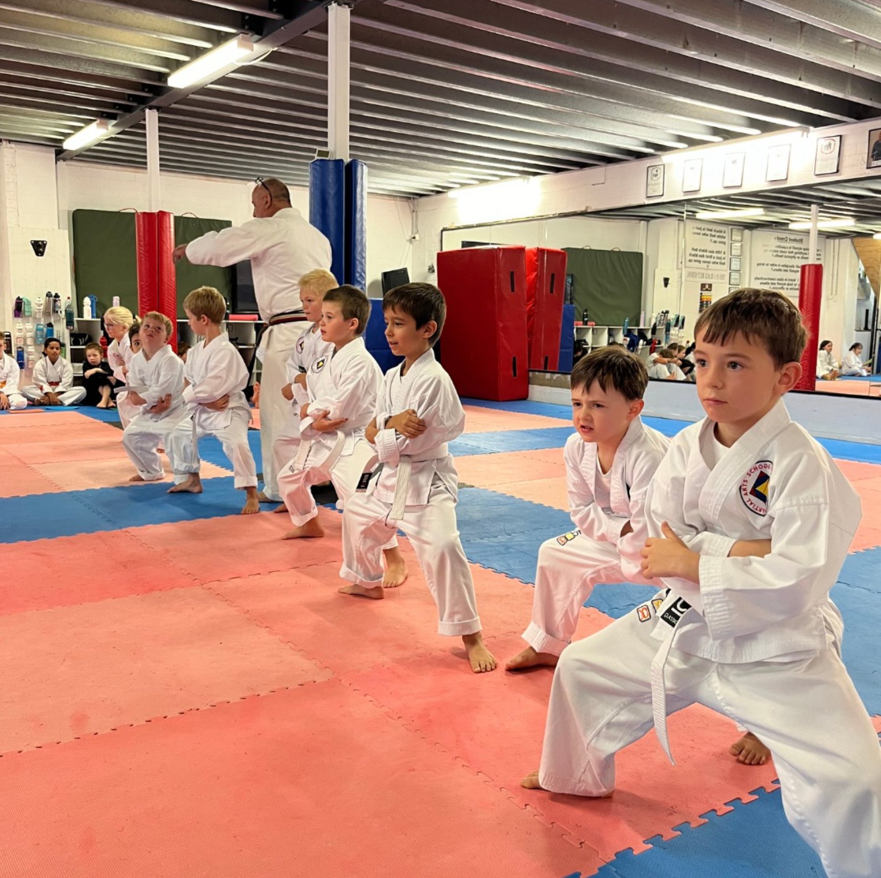 SOFMA instructor running a schools self-defence demonstration